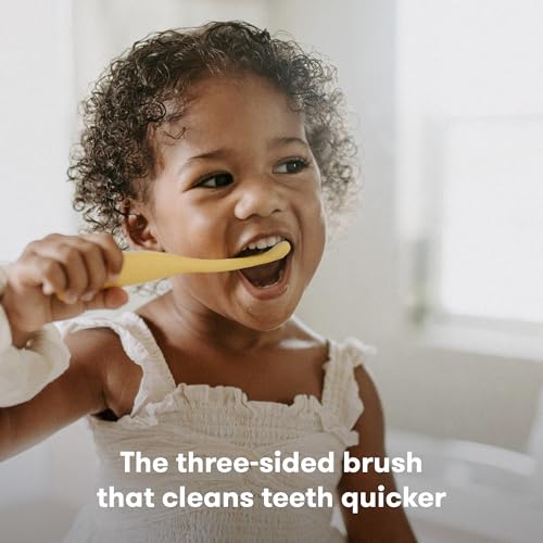 Frida Baby Triple-Angle Toothbrush | Toddler Toothbrush 2 Years and Up | Yellow