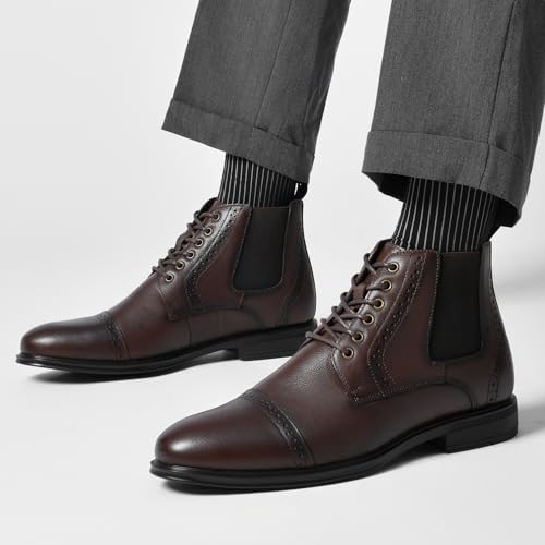 Image of ArcBrothers Men's Chelsea Boots, Relaxed Fit Roomy Toe Box Design, Premium Leather Slip-on Ankle Boots, All-Day Comfort