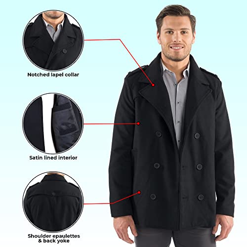 Alpine Swiss Jake Mens Wool Pea Coat Double Breasted Peacoat Jacket3