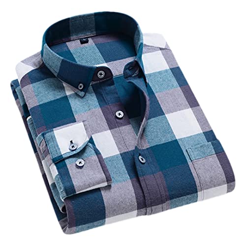 Chemise à carreaux flanelle homme coton vêtement rétro décontracté Pohullan 4XL