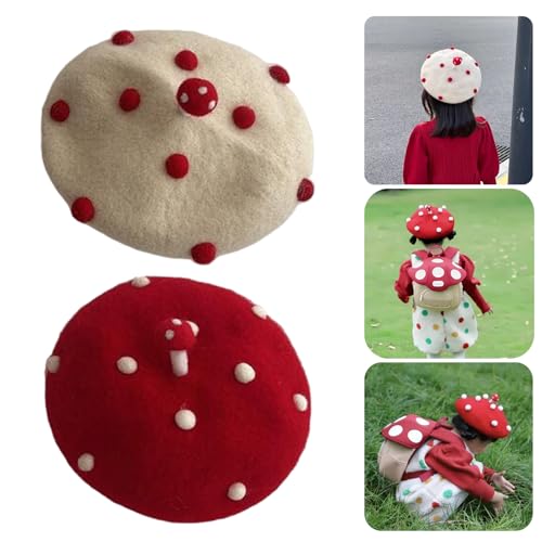 Lovely Mushroom Dome Hat for Parent Kids Fashion Autumn Winter Travel Hat for Daily Wear French Chapeau Artist Dome Mushroom2