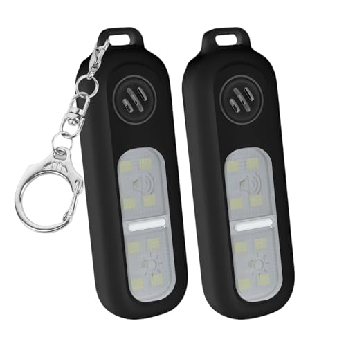 Chatthen Persoonlijk alarm voor vrouwen, persoonlijke verdedigingsalarm, 140 dB, led-zaklamp voor kinderen/vrouwen/senioren/studenten, zelfverdedigingsbescherming, zwart, verpakking van 2 stuks