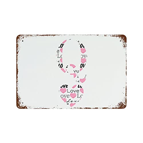 Plaque en métal Saint-Valentin initiale Q déco romantique 30x45cm - 2