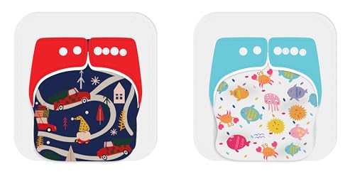 Image of Ambaby Organic Cotton Cloth Diapers - Pack of 4 | Leak-Proof & Reusable | 250ml Absorption | 2 Covers 2 Inserts 2 Boosters | Rash-Free Quick Dry