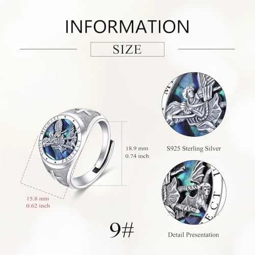 St Michael Memento Mori Ring Men S925 Sterling Silver Medal Signet Ring Jewelry Gifts for Men Women3
