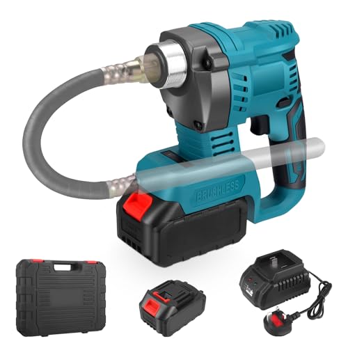 21V Brushless Cordless Concrete Vibrator, 3200RPM Industrial-Grade Handheld Electric Cement Mixer, Fast Charger & 2000mAh Battery, Stirring Tool for Mixing and Compacting Building Concrete (NO Hose)