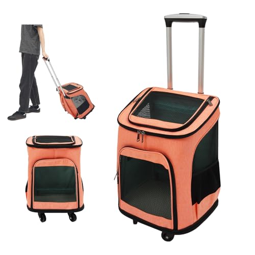 Trasportino per cani con ruote, pieghevole, zaino per gatti con manico telescopico, trasportino per gatti grandi e cani di piccola taglia con rete traspirante, zaino per animali domestici fino a 9 kg
