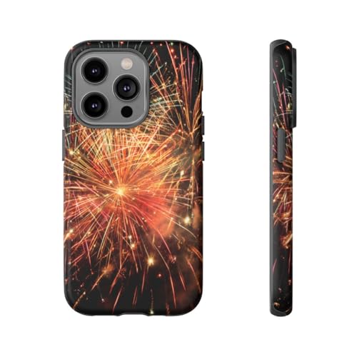 Coque rigide mate feux d'artifice colorés pour iPhone 14 Pro