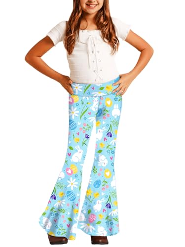 Image of Deerose Girls Halloween Hippie Bell Bottom Pants High Waist Flare Pants 5-14 Years