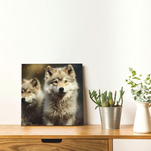 Poster loup mignon toile anti-reflet pour décorer mur vide