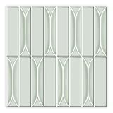 Peel and Stick Backsplash Tiles 12''x12'' Light Green Wall Tile Heat Resistant 10-Sheet Waterproof Vinyl Self Adhesive Glossy Boho 3D Sticker for Kitchen Ceramic Bathroom Living Room