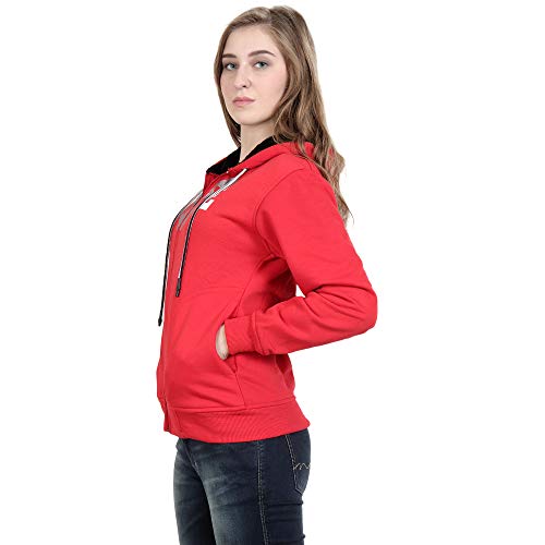 Image of Matelco Women Printed Sweatshirt with Hooded (Dark Pink S)