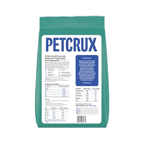 Image of Petcrux Dry Kitten Cat Food, Ocean Fish Flavor, with Omega 3 & 6 and Taurine, Complete & Balanced Nutrition for Growing Kittens, 1 kg