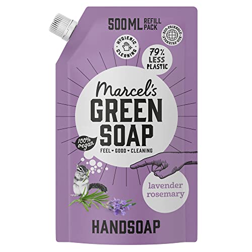 Marcel's Green Soap - Recambio de jabón de manos lavanda y romero, recambio para dispensador de lavado de manos, respetuoso con el medio ambiente, vegano, 97% biodegradable, 500 ml