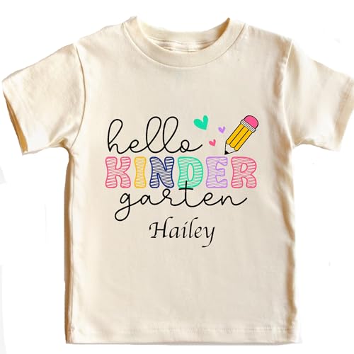 Hello Kindergarten Shirt, Hello Kindergarten, First Day Of School Outfit, Personalized Name Shirt, Back To School, Kinder Shirts, Kindergarten Tee2