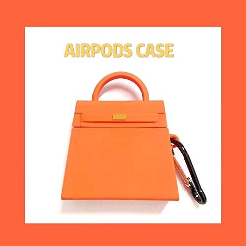 BlossomingLove Compatible with AirPods Case Keychain Full Protective Premium PVC Soft Rubber Silicone Cover Fashion Dope Self-Design Cute Skin for AirPods Charging Case (H Kelly Orange)