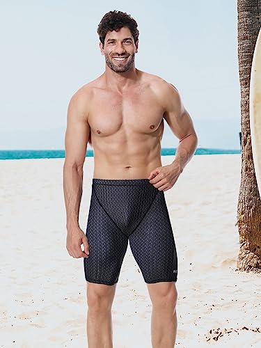 Image of Men's Square Leg Swimming Jammer Shorts UPF50+,Men Swimsuit Swim Jammers Fabric Shape Retention
