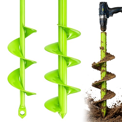 SYITCUN Auger Drill Bit for Planting - 1.6' X 16.5' + 3.5' x 16' Heavy-Duty Garden Auger Spiral Drill Bit - Bulb Planter Tool & Auger Post Hole Digger - 3/8' Hex Drive Drill