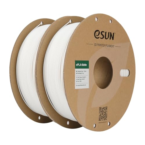 Image of eSUN Matte PLA Filament 1.75mm, 1KG per Spool, 2 Spools Matte 3D Printing Filament for 3D Printers, Milky White