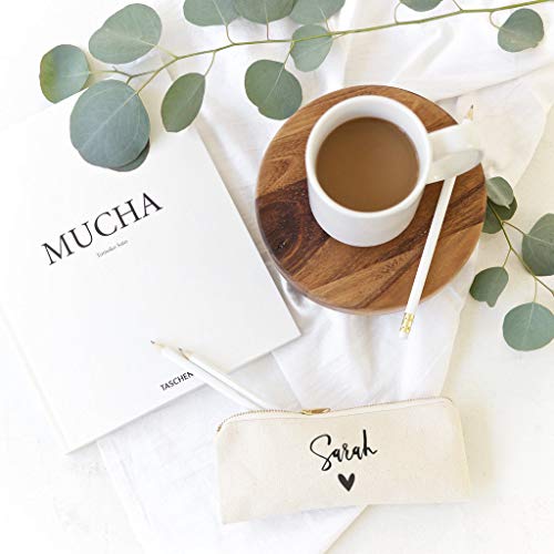 Image of The Cotton & Canvas Co. Personalized Name Heart Small Cosmetic Case and Travel Pouch for Office and On the Go