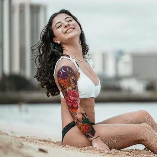 Image of Aresvns 12 Sheets Spring Flowers Temporary Tattoo Sleeves for Women Girls