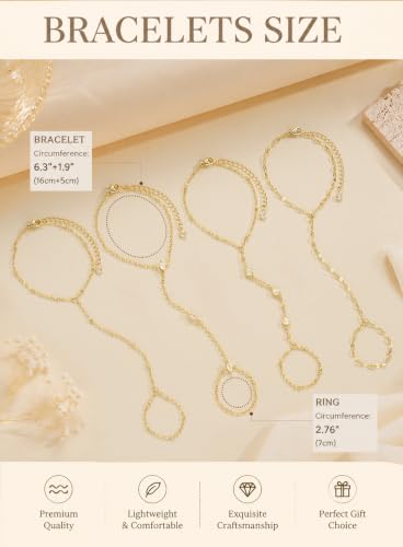 Gold Hand Chain Bracelets 4PCS DROPS TO - image 6