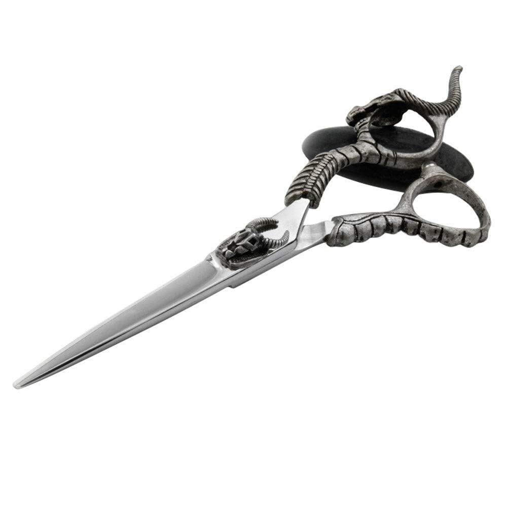 6 Inch High-Grade Antelope Hairdressing Scissors, Haircut Flat Scissors + Tooth Scissors Tools Set Scissors (Color : Silver)