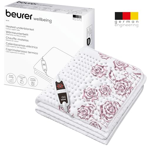 Beurer UB 75 Wärmeunterbett, anschmiegsame Wärmeauflage, 6 Temperaturstufen und Schnellheizung, Oberseite aus weicher Baumwolle, 150 x 80 cm, Abschaltautomatik, maschinenwaschbar
