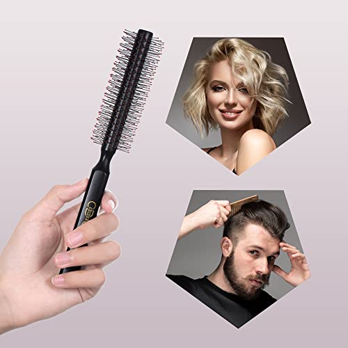 Small Round Hair Brush For Blow Drying Short, Thin, Fine Hair, Wooden Styling Blowout Roller Hairbrush With Soft Nylon Bristles, Both For Men & Women, 1.4 Inch #TOP4