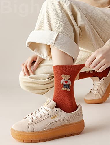 Iig 3-6 Pairs Womens Cute Animal Patterned Funny Novelty Cotton Crew Socks (Cute Bear 1-5 Pairs) #TOP4