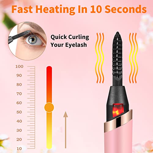Dust2Oasis Heated Eyelash Curlers, Electric Eyelash Curlers, Rechargeable Lash Curler With Eyelash Comb For Makeup Natural Curling Eye Lashes And 24 Hours Long Lasting - Light Pink 2023 Updated Model #TOP1
