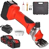 Tondeuse à Moutons Sans Fil 550W – Tondeuse Électrique Professionnelle 21V pour Laine avec 2×1300mAh Batteries, Réglable sur 6 Vitesses, Lames en Acier 9/13 Dents, pour Moutons, Chèvres et B 13-teeth