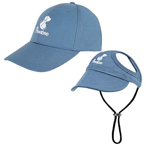 Pawaboo Haustier Baseball Mütze, 2 Stück Pet Eltern Kind Mütze, Sonnenhüte mit Ohrlöchern und Verstellbarem Kinnriemen, Haustier Familienhüte Outdoor Hundecap Sonnenschutzkappen, XL, Blau Cover