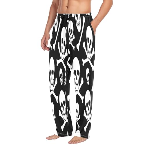 Qilmy Halloween Skull Men's Cotton Pajama Pants, Lightweight Lounge Sleepwear with Drawstring and Pocket4
