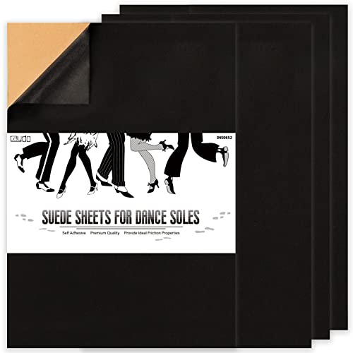 Caydo 4 Pieces Black Suede Sheets, Self Adhesive Suede Sticky Sheets Backing Non Slip Sole Protector...