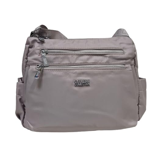 COVERI COLLECTION Bolso bandolera de nailon impermeable, multibolsillos, dimensiones 28 x 23 x 12 cm, con cremalleras metálicas, correa personalizada diseño casual Art. 5056-20, Rosa