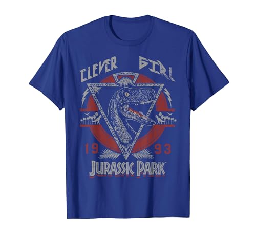 Image of Jurassic Park Clever Girl 1993 Retro Logo Poster T-Shirt, Men, Royal Blue, 3X-Large