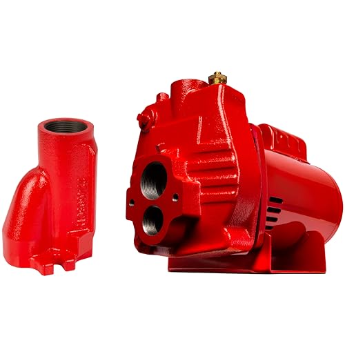 Red Lion RJC-75-PREM 115/230 Volt 3/4 HP 16.2 GPM Premium Convertible (Shallow or Deep Well) Jet Pump, Red 602137