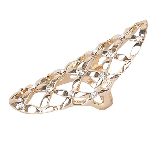 Fashion Punk Style Rhinestone Hollow Fingers Ring-Golden3