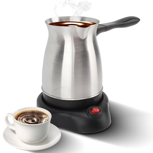 Cafetera turca eléctrica de acero inoxidable con calefacción, cafetera espresso multifuncional, tetera para leche y té de 600 W con doble protección y mango ergonómico (Enchufe de la UE) Cafetera turca eléctrica de acero inoxidable con calefacción, cafetera espresso multifuncional, tetera para leche y té de 600 W con doble protección y mango ergonómico (Enchufe de la UE)