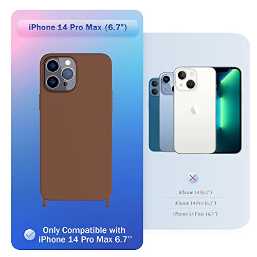 Image of Compatible with iPhone 14 Pro Max Case with Lanyard Crossbody iPhone Case with Strap Adjustable Shockproof Drop Protection Silicone Phone Cover for iPhone 14 Pro Max 6.7'' Brown