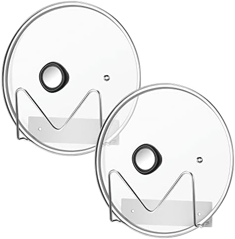 YasTant 2pcs Pot Lid Organizer, 304 Stainless Steel Pot Lid Holder Cabinet Door, Wall Mount Lid Organizer For Pot, Chopping Board