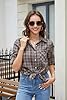 Stamain Women's Flannel Checked Shirt Casual Plaid Shirts Long Sleeve Ladies Cowboy Button Down Cotton Blouses Pink/Grey XL #5