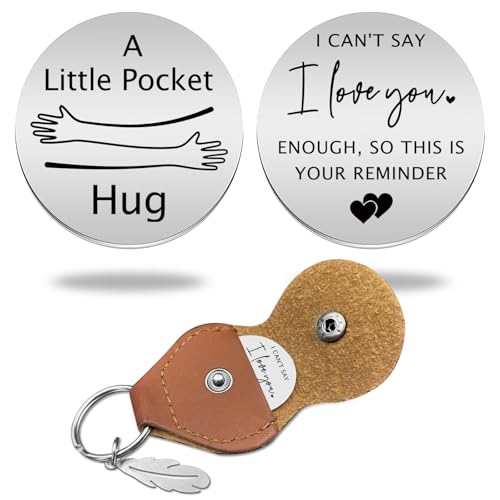 JCHCAMRY Pocket Hug Token Long Distance Relationship Keepsake Stainless Steel Double Sided Inspirational Gifts for Friends Boyfriend Girlfriend Women Men - I Can't Say I Love You Enough