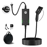 Qkcabo 3KW 電気自動車 充電ケーブル EV充電器 100V-240V、6A/8A/10A/13A/15A 電流調整可能の家庭用自動車充電ガンSAE J1772急速PHEV/EV 充電ケーブル付き、電気自動車用ポータブル充電器、7.5メートル（黒）