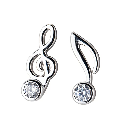 Boucles d'oreilles asymétriques en argent 925 mignonnes motif note de musique pour femme
