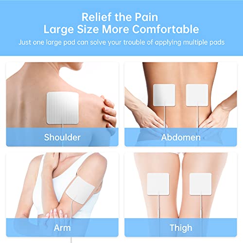 Extra Large Tens Unit Replacement Pads 4'' X 4" (12 Pcs) With Pad Holder, Reusable And Self-Stick Electrodes Tens Pads Compatible With Auvon Tens 7000 Ems Machine (Latex-Free And Nonirritating) #TOP4