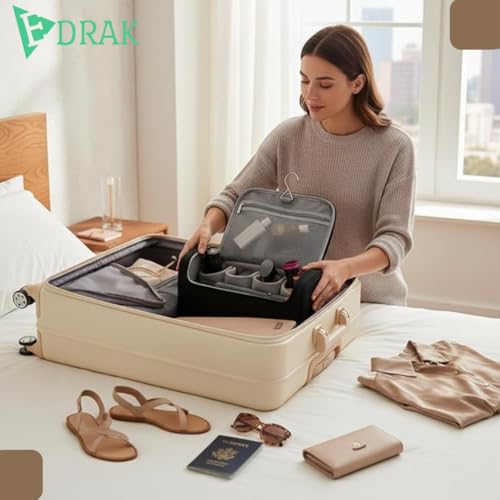 Image of EDRAK Hair Styling Tool Storage Case | Travel Storage Bag | Air wrap Holder Hair Styler Organizer for Airwrap Attachments Portable Storage Bag with Hanging Hook, Black (Bag Only)