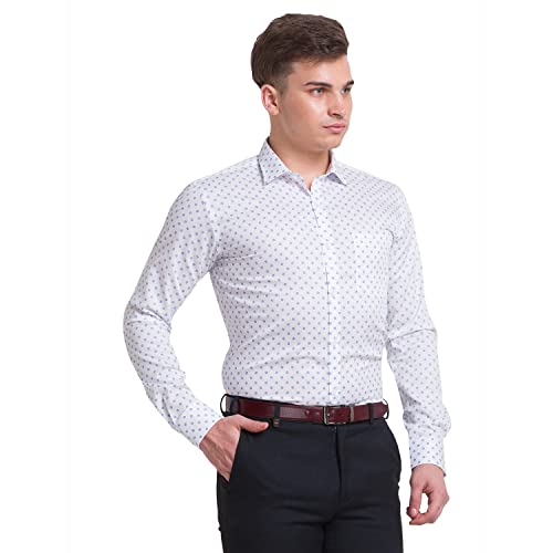 Image of Park Avenue Men's Pure Cotton Print Pattern Slim Fit Semi Cutaway Collar Full Sleeve Formal Shirt