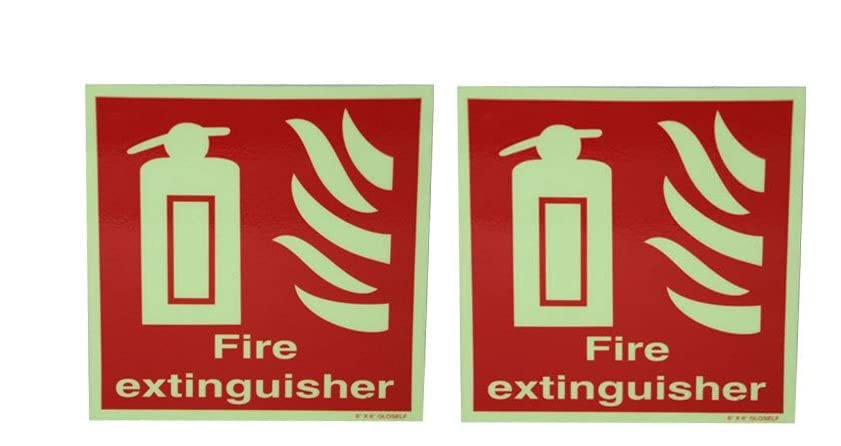 K T I® Autoglow Signage Fire Extinguisher Sign Board 3mm PVC Sheet with high Glow intensity in Total Darkness Size- 200x250 MM Pack Of 2